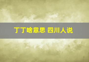 丁丁啥意思 四川人说